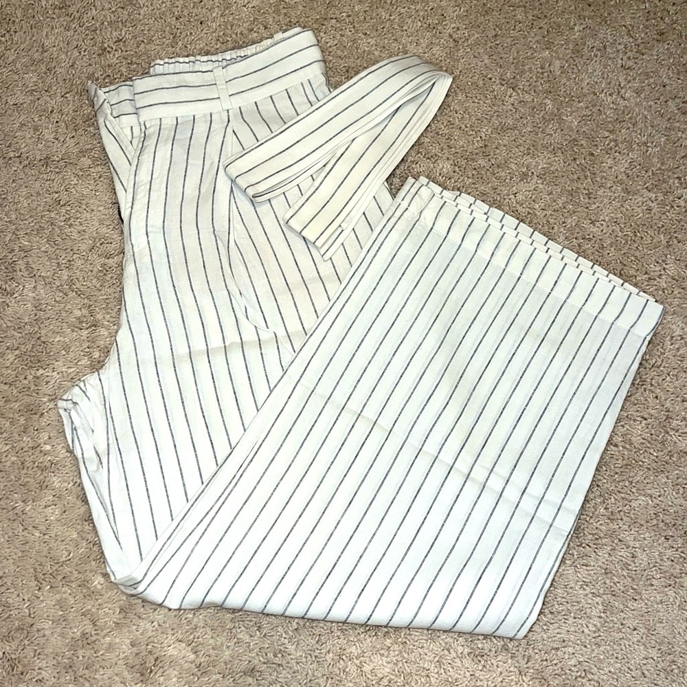 Uniqlo linen pinstripe trousers
